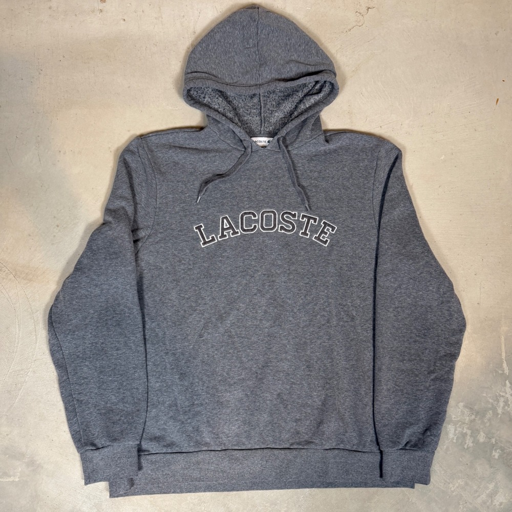 Lacoste Mens Hoodie Heather Gray Arched Logo Sweatshirt XXL FR 7